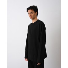 We Fabrica Desenli Basic Sweat Siyah