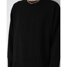 We Fabrica Desenli Basic Sweat Siyah