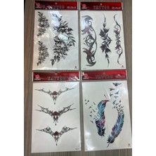 Airbrush Tattoo Büyük Boy Yapıştırma Dövme Geçici Dövme Seti 4 Adet Birden Model 20