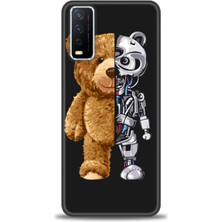 gmotp Vivo Y20S Kılıf Hd Baskılı - Ayı ve Iskeleti