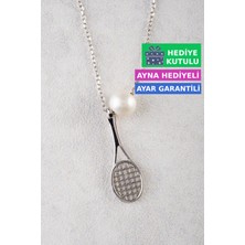 Jewelmim Gümüş İnci Tenis Raketi Kolye Beyaz Altın Kaplama Gümüş Kolye 925 Ayar Gümüş Kolye Kadın Gümüş Kolye Gümüş Kadın Kolye İncili Gümüş Kolye Kadın İnci Gümüş Kolye Kadın Gümüş Kolye