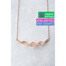 Jewelmim Gümüş DNA Kolye 18 Ayar Rose Altın Kaplama Özel Tasarım DNA Figürlü 925 Ayar Gümüş Kadın Kolye | DNA Sarmalı Kişiye Özel Tasarım Kolye Rose Gold Kadın Gümüş Kolye