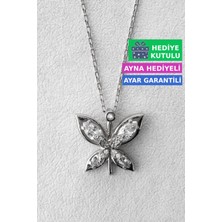 Jewelmim Gümüş Kelebekli Kolye 18 Ayar Beyaz Altın Kaplama Kelebekli Aşk Kolye 925 Ayar Gümüş Kadın Kolye | Bayan Gümüş Kelebek Kolyesi Zirkon Taşlı Kelebek Kolye Kadın Gümüş Kolye