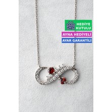 Jewelmim Gümüş Sonsuzluk Kolye 18 Ayar Beyaz Altın Kaplama Sonsuzluk İşareti Kolye 925 Ayar Gümüş Kadın Kolye | Bayan Zirkon Taşlı Sonsuzluk Kolyesi Kadın Gümüş Kolye