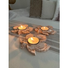 Mor Villa Mum Üçlü Yaprak Mumluk,Dekoratif Mumluk,Tealight Mumluk,Hediyelik Eşya