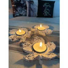 Mor Villa Mum Üçlü Yaprak Mumluk,Dekoratif Mumluk,Tealight Mumluk,Hediyelik Eşya