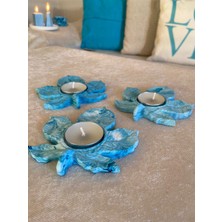 Mor Villa Mum Üçlü Yaprak Mumluk,Dekoratif Mumluk,Tealight Mumluk,Hediyelik Eşya