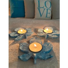 Mor Villa Mum Üçlü Yaprak Mumluk,Dekoratif Mumluk,Tealight Mumluk,Hediyelik Eşya