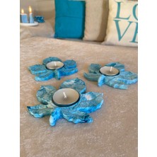 Mor Villa Mum Üçlü Yaprak Mumluk,Dekoratif Mumluk,Tealight Mumluk,Hediyelik Eşya