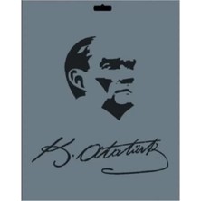 Airbrush Tattoo 2 Adet Birden Kemal Atatürk Imzası ve Silüeti Stencil Süsleme Kalıbı