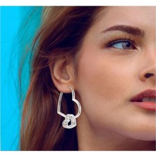 ALWAYSSPEED 925 Ayar Gümüş Kalp Küpe Beyaz Kalpli Pürüzsüz Küpe Büyük Küçük Kalp 4 Lü Set