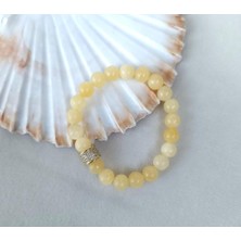 HD Marketim Bileklik Kalsit Doğal Taş Kuru Kafa Esnek Çakra Enerji Yogo Kadın Erkek Takı