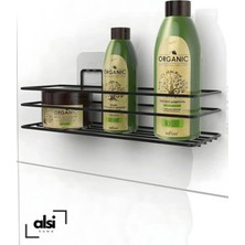Alsi Home 3'lü Set Yapışkanlı Banyo Düzenleyici Duşakabin Şampuanlık Banyo Rafı Wc Kağıtlık ve Havluluk