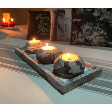 Mor Villa Mum El Yapımı 3'lü Set,Mumluk,Dekoratif Mumluk,Tealight Mumluk,Hediyelik Eşya