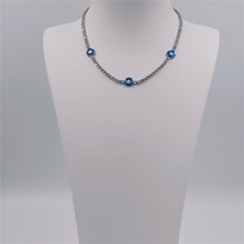 Hena Çelik Silver Nazarlı Suyolu Kolye
