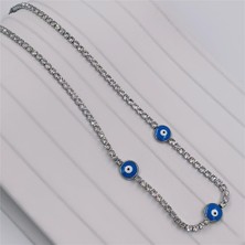 Hena Çelik Silver Nazarlı Suyolu Kolye