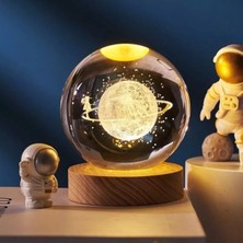 MR Shopping Mr Çocuklar Için 3D Kristal Cam Küre, Ahşap Soketli Gece Lambası,led, Gece Lambası,harika Bir Hediye  Hediyelik Masa Lambası