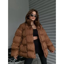 Concon Moda Yasmin Kısa Kapitone Kahve Mont