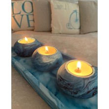 Mor Villa El Yapımı 3'lü Set,Mumluk,Dekoratif Mumluk,Tealight Mumluk,Hediyelik Eşya