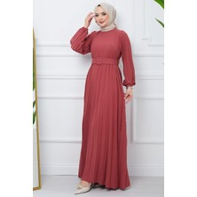 Hafsa Mina Kemerli Piliseli Aerobin Elbise Gül Kurusu HM2339