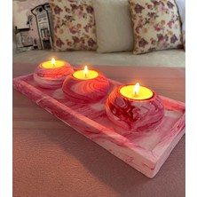 Mor Villa El Yapımı 3'lü Set,Mumluk,Dekoratif Mumluk,Tealight Mumluk,Hediyelik Eşya