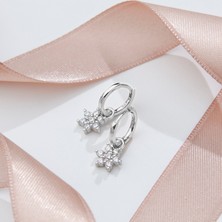 Siset Gümüş 925 Ayar Radyum Kaplama Çiçek Model Gümüş Küpe