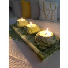 Mor Villa El Yapımı 3'lü Set,Mumluk,Dekoratif Mumluk,Tealight Mumluk,Hediyelik Eşya