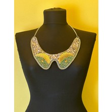 Gönülden Tasarım 18X16 cm Doğal Taş ve Boncuk Işleme Kolye Gömlek Kolyesi Dikiş Aksesuarı