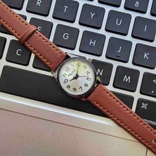 Marlas Kahverengi Kayışlı, Siyah Kasa, Rakamlı Retro Kadın Kol Saati