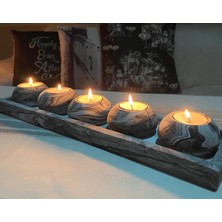 Mor Villa El Yapımı 5'li Set,Mumluk,Dekoratif Mumluk,Tealight Mumluk,Hediyelik Eşya