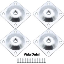Nzb Mobilya Dolap Masa Baza Zigon Sehpa Ayağı Metal Bağlantı Aparatı M8 Civatalı Düz Ayak Tabanı (4 Adet)