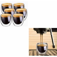 Astera Çift Katmanlı 6'lı Espresso Cam Bardak Seti 80 ml