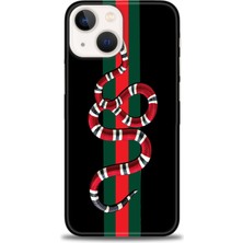 gmotp iPhone 15 Plus Kılıf Hd Baskılı - Kırmızı Yeşil Yılan