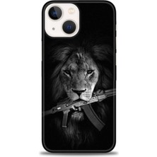 gmotp iPhone 13 Mini Kılıf Hd Baskılı - Tüfek ve Aslan