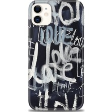 gmotp iPhone 11 Kılıf Hd Baskılı - Gri Love