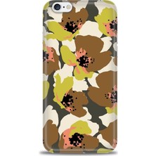 gmotp Apple iPhone 6 Kılıf Hd Baskılı - Yeşil Kahve Çiçekler