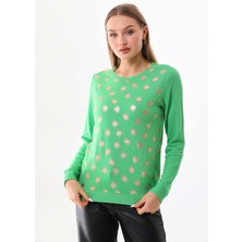 Sistas Kadın Gold Puantiyeli Uzun Kol Bluz 22746 Yeşil