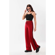 Sistas Kadın Belden Bağlamalı Rahat Form Pantolon 22927 Bordo