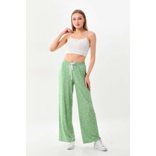 Sistas Kadın Desenli Belden Bağlamalı Rahat Form Pantolon 23498 Çağla