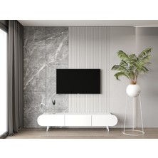 ENWOOD REGULUS Beyaz 3 Kapaklı Ahşap Ayaklı 180 cm Modern Tv Ünitesi