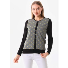 Sistas Kadın Puantiye Desenli Penye Ceket 22942 Siyah