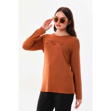 Sistas Kadın Taş Süsleme Detaylı Uzun Kol Bluz 23567 Camel