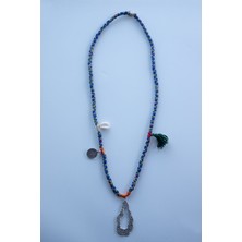 Lila Rosa Etnik Otantik Uzun Kolye