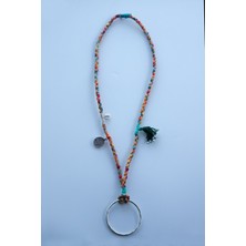 Lila Rosa Etnik Otantik Uzun Kolye