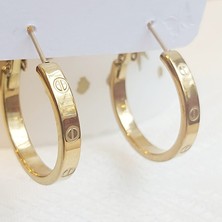 Devi Gold Renkli Çelik Modern Tasarım Halka Küpe