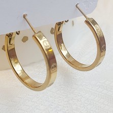 Devi Gold Renkli Çelik Modern Tasarım Halka Küpe