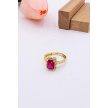 Latif Kuyumcu 14 Ayar Altın Yüzük Kırmızı Baget Taş Kadın Yüzük LKYZK1413