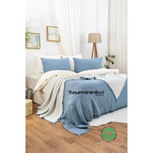 Yaseminin Evi/ PETROL MAVİSİ/  Müslin Yatak Örtüsü / Pike Seti (2 Yastık Kılıflı)