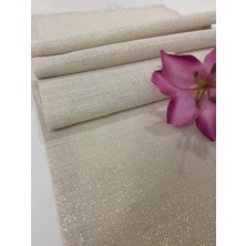 Zeren Home Keten Görünümlü Simli Linen Gold Runner 40 x 160