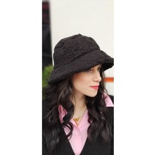Çiğdem Kundura Çiğdem Siyah Peluş Buşket Şapka - Siyah - Standart - ST01523-SİYAH-STANDART